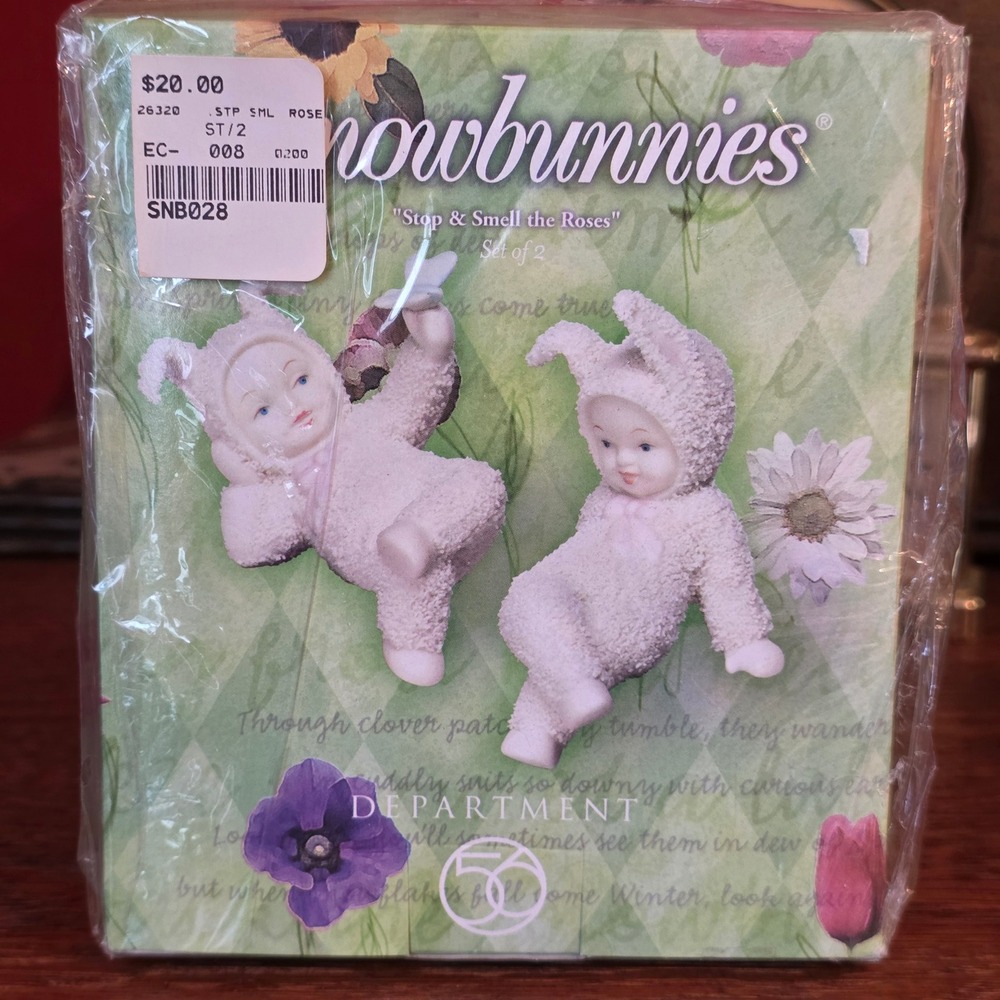 DEPT 56 Snowbunnies Stop & Smell the Roses Set of 2 Figurines 1999 NEW IN‎ BOX